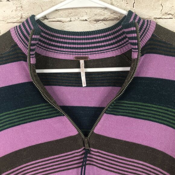 NEW Free People Riptide Crop Top Striped Shirt Teal Combo Womens Small - Picture 6 of 8